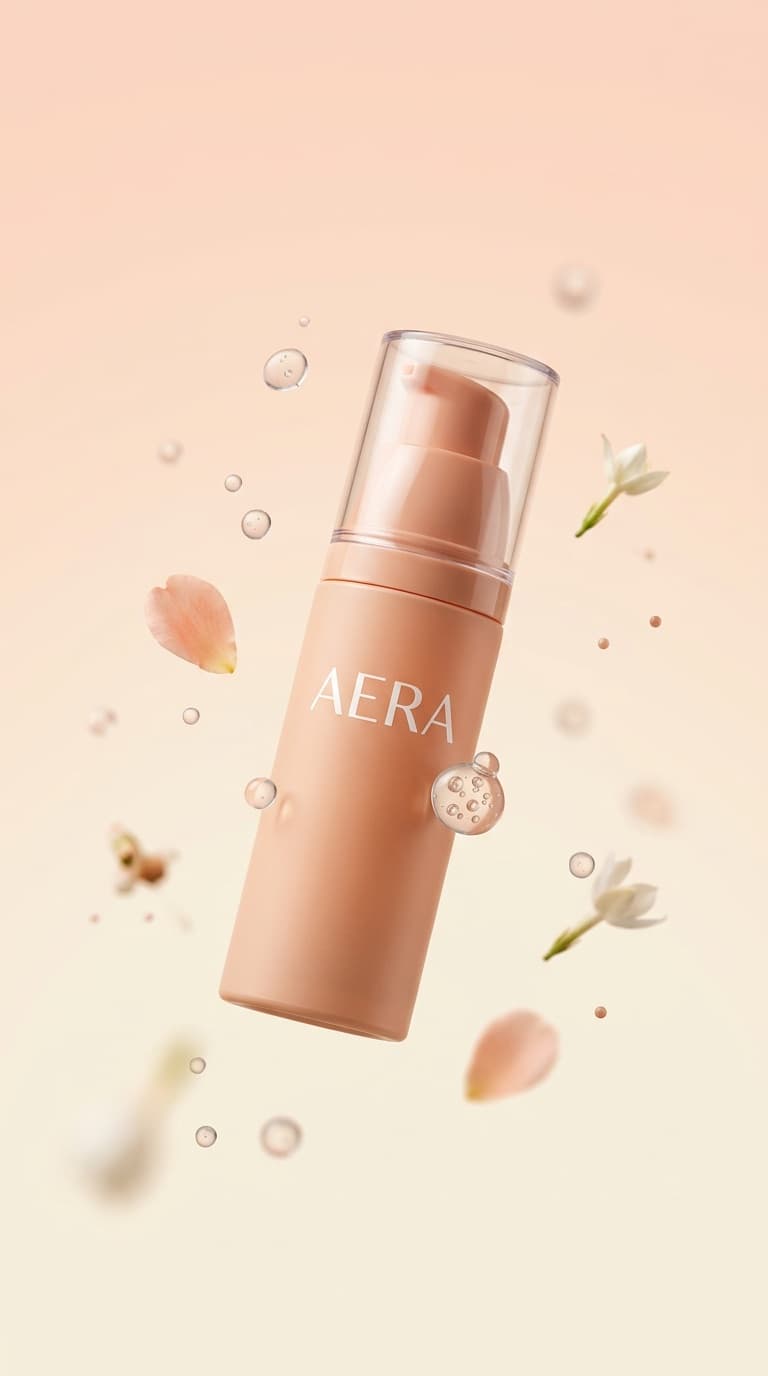Product and its contents floating free in soft gradient space